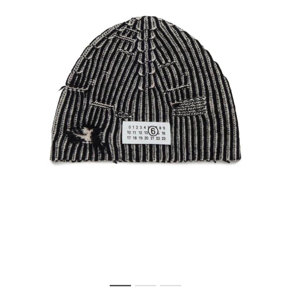MM6 Maison Martin Margiela Black and White Patterned Beanie